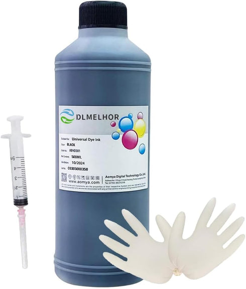 Black Ink Universal Dye Bulk Ink Refill Kit, 500ml Compatible for Canon HP Epson Lexmark Brother Ricoh Inkjet Printers