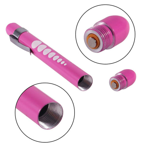Aokin Pen Light with Pupil Gauge, Reusable LED Penlight Medical for Doctor Nurse Diagnostic etc, White Light, Rose