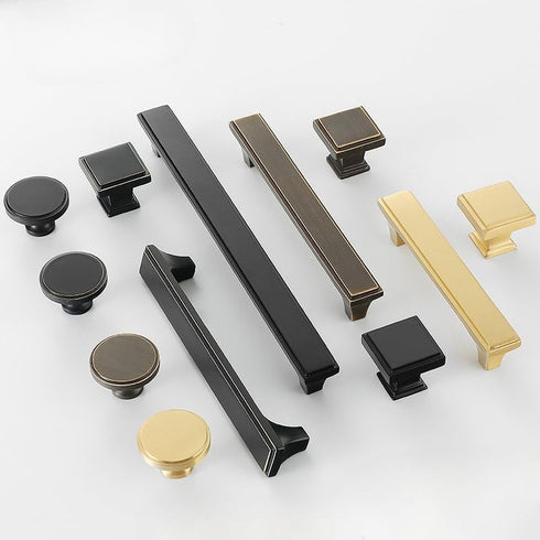 SANCHAKOU Closet 2Pcs Pulls Brass Cabinet Door Bedside Table Handle Drawer Wardrobe Cabinet Handle Round Copper Color