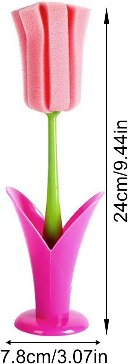 NUEAYMS Kitchen Cup Scrubber Mug for Coffee Cup Safe PP and Removable Head Flower Cleaning Brush Tall Bottle Glass