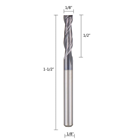 SpeTool 5Pcs 2-Flute Square Nose Carbide End Mill, 1/8 Inch Router Bit with 1/8 inch Shank, CNC Machine Tools, TiAlN