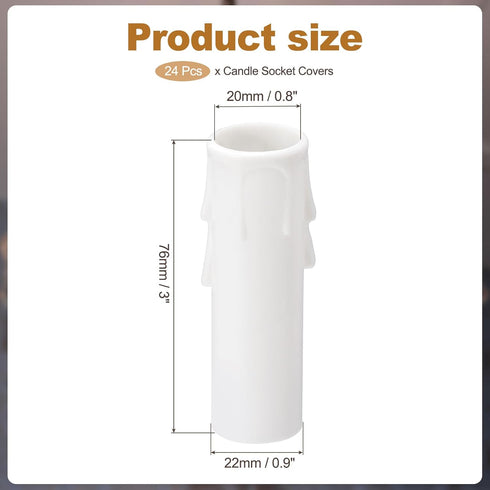 3 Inch 24Pcs E12 Bulb PATIKIL Tall Candle Covers Sleeves, Plastic Chandelier Socket Sleeves Drip Candle Socket Covers