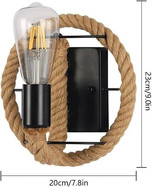 ENXING Wall Sconces Hardwired Farmhouse Fabric Wall Lamps Rattan,Retro Hemp Rope Rustic Indoor Wall Mount Light