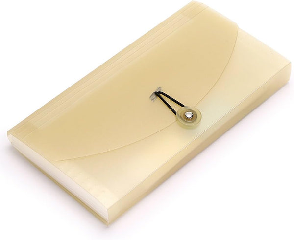 BTSKY Expanding File Folder, 13 Pockets, Small Accordion File Folder, Khaki Translucent Document Organizer