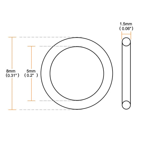 uxcell Silicone O-Rings, 8mm OD 5mm ID 1.5mm Width VMQ Seal Gasket for Pipe Repair, White, Pack of 100