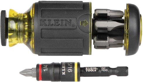 Klein Tools 32931 3-in-1 Impact Socket Set: Flip Socket with 2 SAE Hex Driver Sizes and 1/4-Inch Bit Holding Feature.