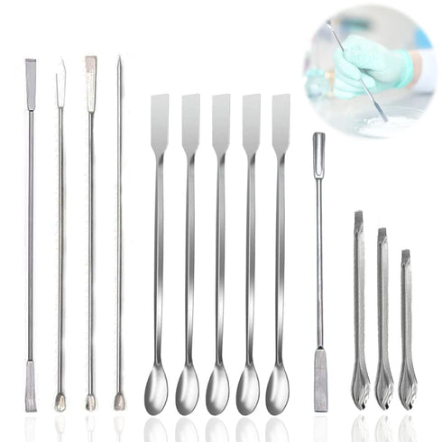 13PCS Lab Spatula Micro Scoop Set, Stainless Steel Laboratory Mixing Reagent Spoon for Measuring & Crafting