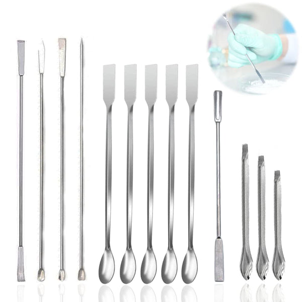 13PCS Lab Spatula Micro Scoop Set, Stainless Steel Laboratory Mixing Reagent Spoon for Measuring & Crafting