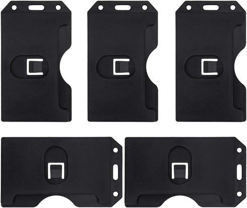 Pawfly 5 Pack Vertical Double-Sided Badge Holder - 3-Card Plastic Case with Grippers for IDs, Credit Cards, Licenses