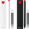 Kaco FIRST Gel Ink Pens, Pack of 2 Cute Stationery Heart Pen Set with 4 Black Refills, Quick Drying, School Supplies