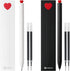 Kaco FIRST Gel Ink Pens, Pack of 2 Cute Stationery Heart Pen Set with 4 Black Refills, Quick Drying, School Supplies