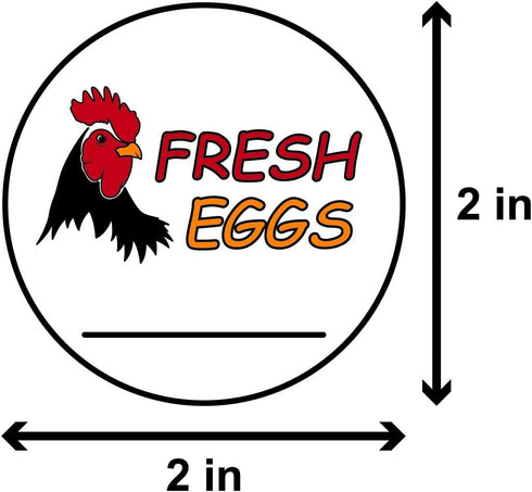 Fresh Eggs Labels (2 inch, Round) - 300 Labels for Farm Fresh Produce, Egg Carton Stickers