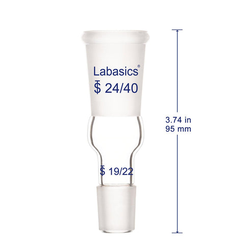 Enlarging Glass Adapter from 24/40 to 19/22 Glass Joint, Lab Glassware Supply