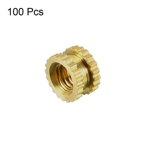 uxcell 100Pcs Knurled Insert Nuts M3 x 3mm Length x 5mm OD Female Thread Brass Threaded Insert for 3D Printer