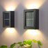 CALIDAKA 2 Pack LED Solar Wall Light - Up and Down Outdoor Security Lamps, IP65 Waterproof for Home Garden