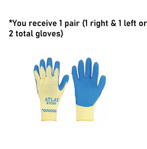 SHOWA Atlas KV300 Cut Resistant Safety Glove with Kevlar Liner, X-Large (1 Pair), Yellow/Blue