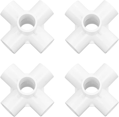 10PCS PVC Plastic Pipe Connector, 6 Way Elbow Fittings for 25mm Inner Diameter Pipe (White)