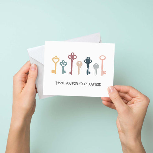 50 4 1/4" 5 1/2" SBLABELS House Key Thank You For Your Business Cards / Home Key Gratitude Note Cards With White