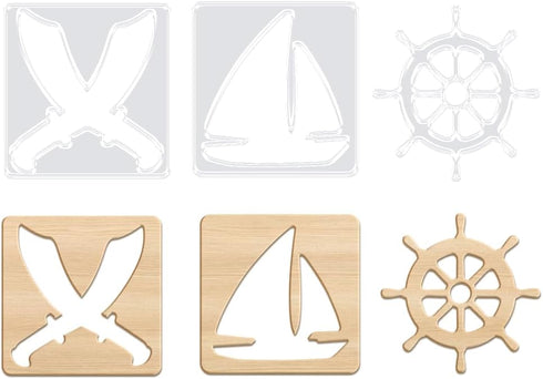 INFUNLY 3PCS Nautical Acrylic Router Template Sailboat Clear Router Inlay Template 7.9x7.9