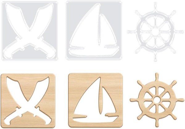 INFUNLY 3PCS Nautical Acrylic Router Template Sailboat Clear Router Inlay Template 7.9x7.9