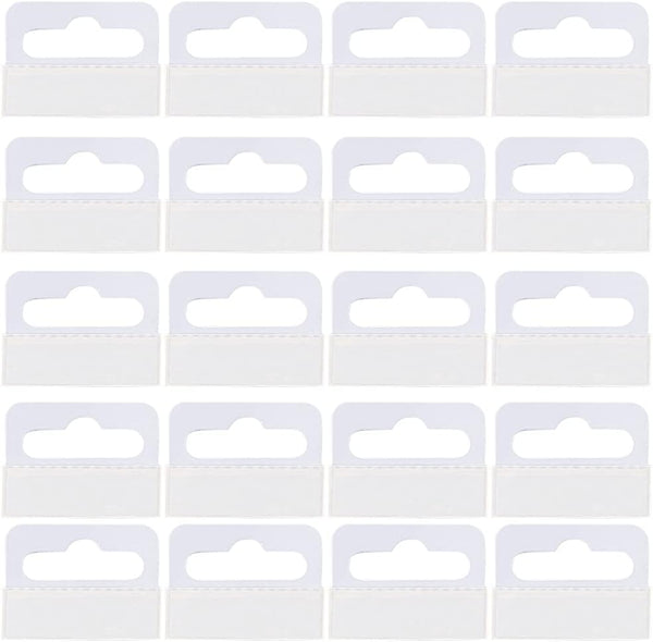 Clear Self Adhesive Hang Tabs Hooks - Plastic Display Hand Tabs Slot Hole Folding Tab for Store Retail Display (200