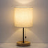 16 Inches (HT-AD005) HAITRAL Bedside Table Lamp - Modern Nightstand Lamp with Linen Fabric Shade Wooden Desk Lamps