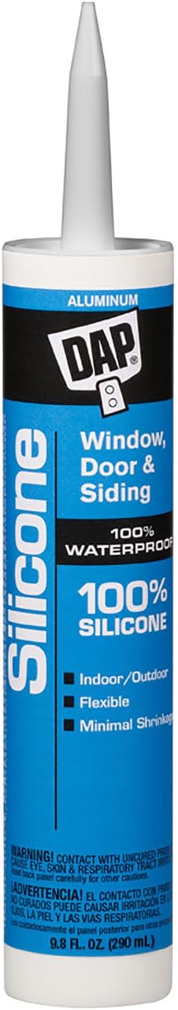 DAP 08643, 9.8-Ounce 100% Silicone Window, Door and Siding Sealant, Aluminum