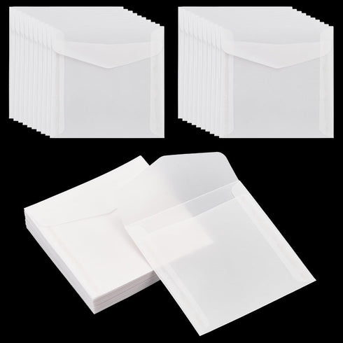 PH PandaHall 50pcs Glassine Envelopes - 4.7x4.7'' White Translucent Paper Envelopes for Weddings & Crafts