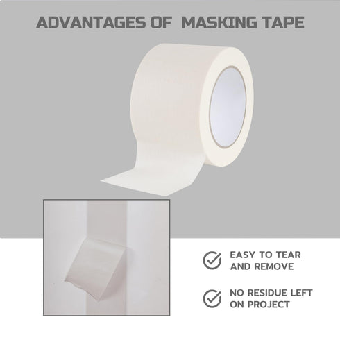 Lichamp Wide Masking Tape 3 Inches - 1 Pack General Purpose Beige Masking Tape - 3 Inches x 55 Yards x 1 Roll