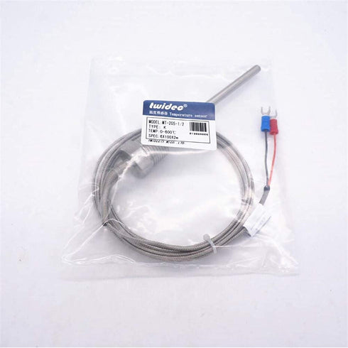Twidec/2M NPT 1/2" (6X100MM) Pipe Thread Temperature Sensor Probe, Two Wire Temperature Controller (0~600?), 304