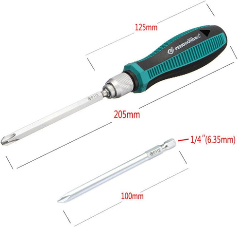 9pcs/set Precision Multi-Bit Screwdriver Set - Strong Magnetic 1/4" Hex Shank Slotted Phillips Head Kit with Rubber