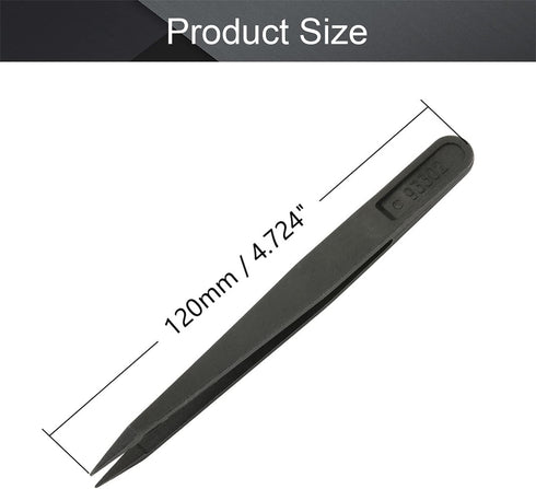 Utoolmart 3Pcs Plastic Anti-static Tweezers, Precision Slant Point Tip for Jewelry Craft DIY Beauty Electronics Repair Tool, Black