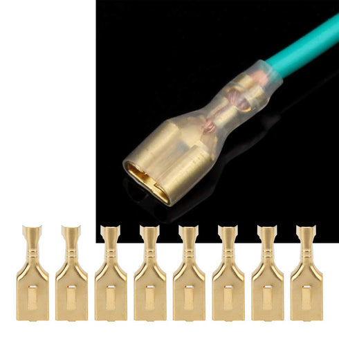 100 Pcs 7.8Mm Female Quick Disconnect, Brass Plug and Pull Type Connector, 8mm Female Spade Terminal