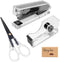 Clear Black Acrylic Stapler Tape Dispenser Set with 950 Pcs 24/6 Rose Gold Staples, Heavy Duty Desk Supplies (Black)