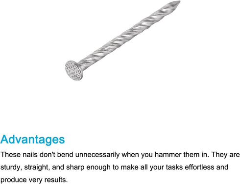 50Pcs Fence Deck Nails (51mmx3mm), 304 Stainless Steel Spiral Shank Deck Nail for House Repairing, Silver