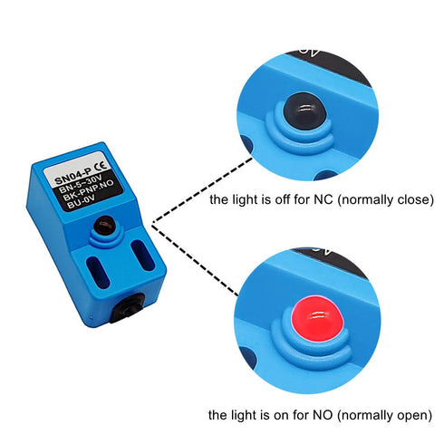 Square Inductive Proximity Sensor SN04-P Normally Open Detection Switch PNP NO with TL PL SN Bracket (Blue, 4 Pack)