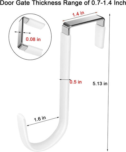8 Pack Over Door Hooks, White Vinyl Coated Heavy Duty Z Hooks for Hanging Towels, Clothes, Shoes, Bags