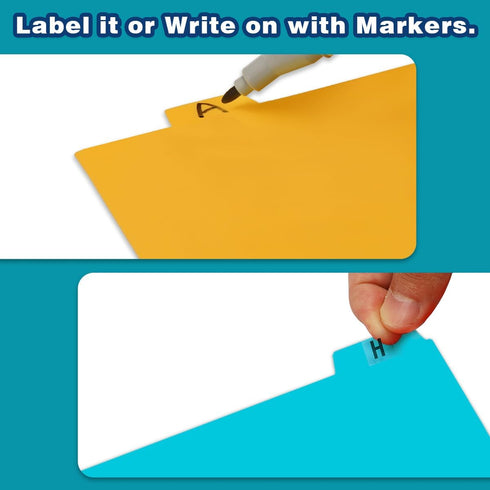 chell 5x8 Pack 50 Plastic Index Card Dividers, Heavyweight Poly Index Card Guides A-Z for Flash Cards and Recipe Cards