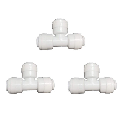 Malida 3/8" 3-Way Union Tee Tube, Quick Connect Push Fit for Water Purifiers, Pack of 3