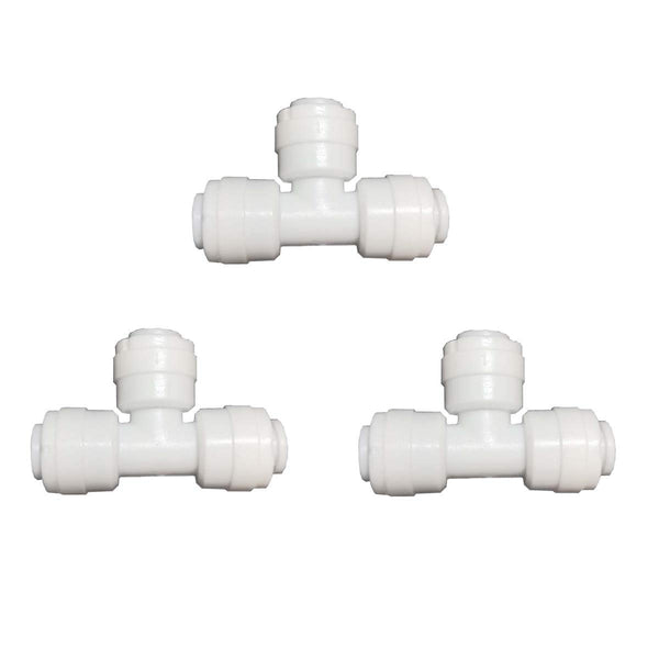 Malida 3/8" 3-Way Union Tee Tube, Quick Connect Push Fit for Water Purifiers, Pack of 3