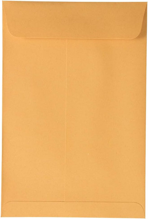 JAM PAPER 6 x 9 Open End Catalog Envelopes - Peel and Seal Closure, Brown Kraft Manila, 100/Pack