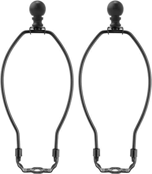 Asjeumt 10 Inch Lamp Harp, Black 2 Set Lamp Harps and Finial, Metal