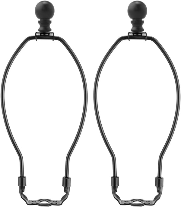 Asjeumt 10 Inch Lamp Harp, Black 2 Set Lamp Harps and Finial, Metal