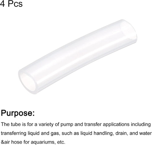 uxcell Pure Silicone Tubing, 19mm ID, 25mm OD, 4Pcs 0.33 Ft Transparent Hose for Water and Air Pump
