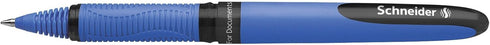 Schneider One Hybrid C Rollerball Pen, 0.5 mm Conical Tip, Black Ink, Light Blue Barrel, Box of 10 Pens (183201)