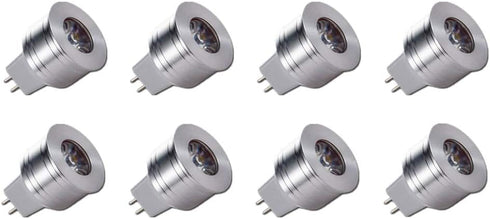 MR11 LED Light Bulbs, 1W MR11 GU5.3 Bi-Pin Base LED Spotlight Bulb, Warm White 3000K for Landscape Accent Lighting (8