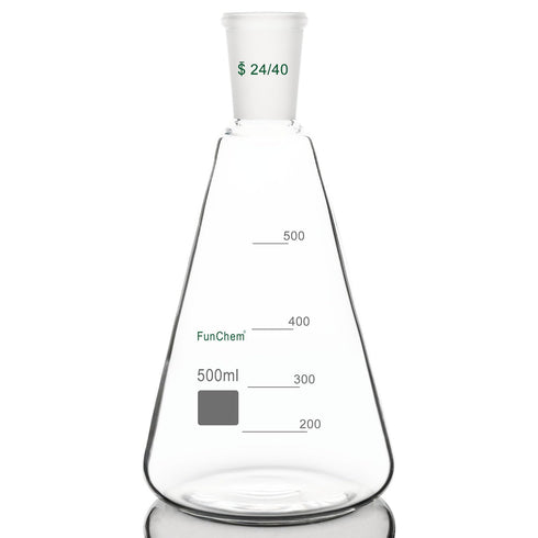 24/40 Glass Erlenmeyer Flask, Borosilicate Graduated Laboratory Flask with 500 ml Capacity and 24/40 Standard Taper