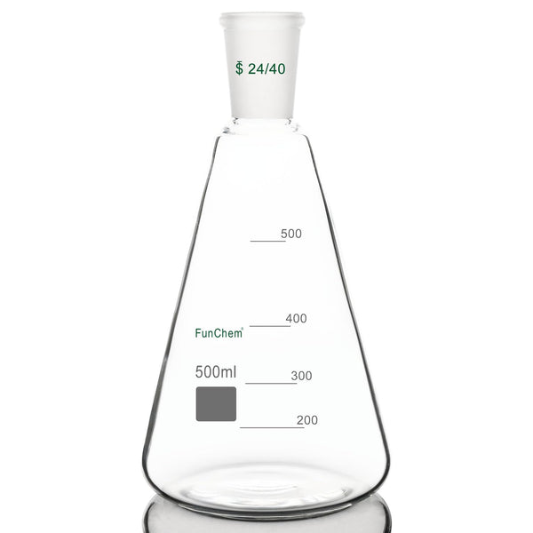 24/40 Glass Erlenmeyer Flask, Borosilicate Graduated Laboratory Flask with 500 ml Capacity and 24/40 Standard Taper
