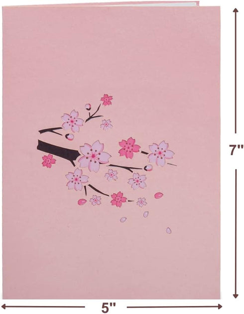 Paper Love 3D Cherry Blossom Pop Up Card - Gift for Birthday, Wedding, Anniversary, 5" x 7" Cover