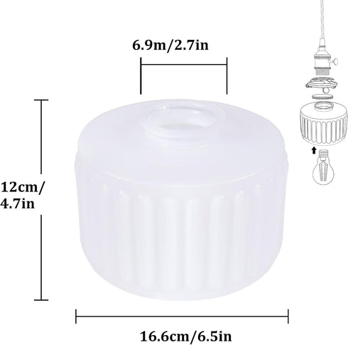 6.69" 4.72" Lights,1 Pack Shenmoyl Striped Lamp Shades Replacement, Dia. * H White Glass Sconce Shade Heavy and Thick